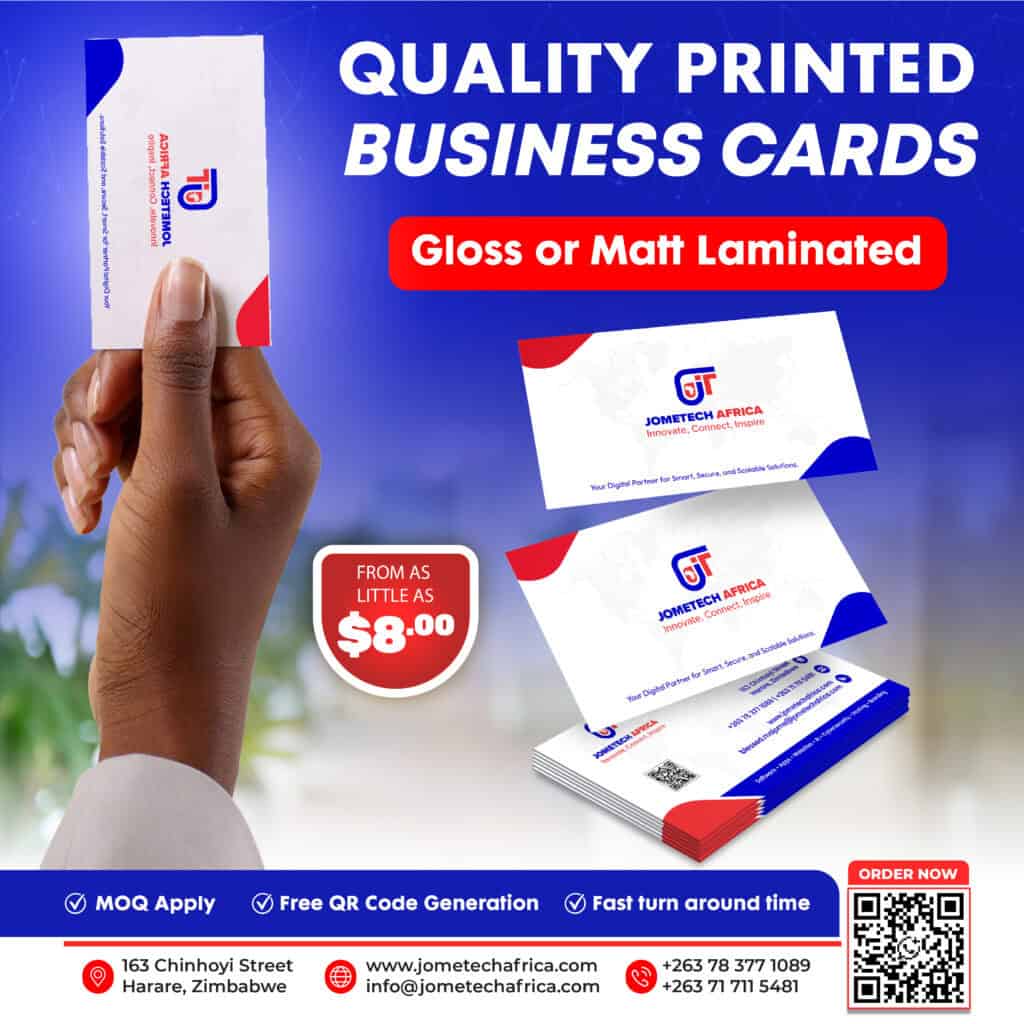Business card printing and finishing in Harare