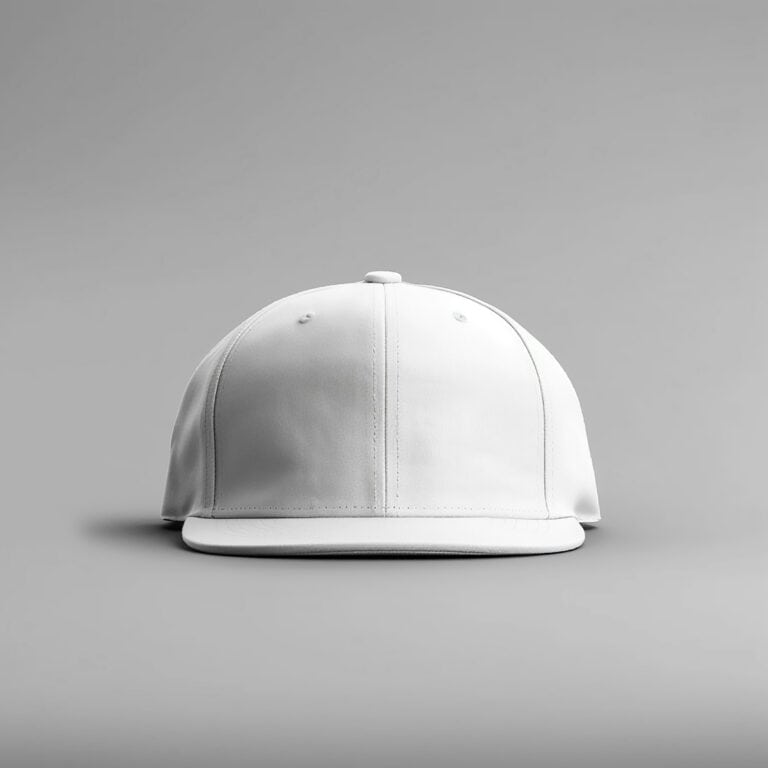 Plain white cap showing the front panel