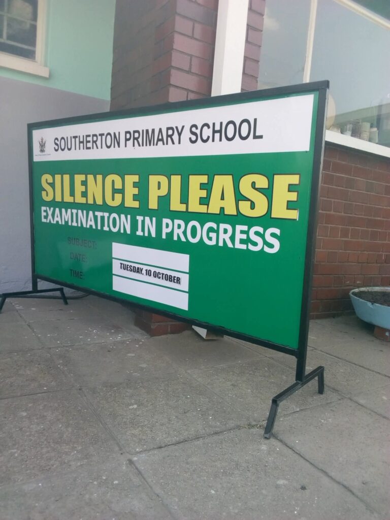 School examination notice sign