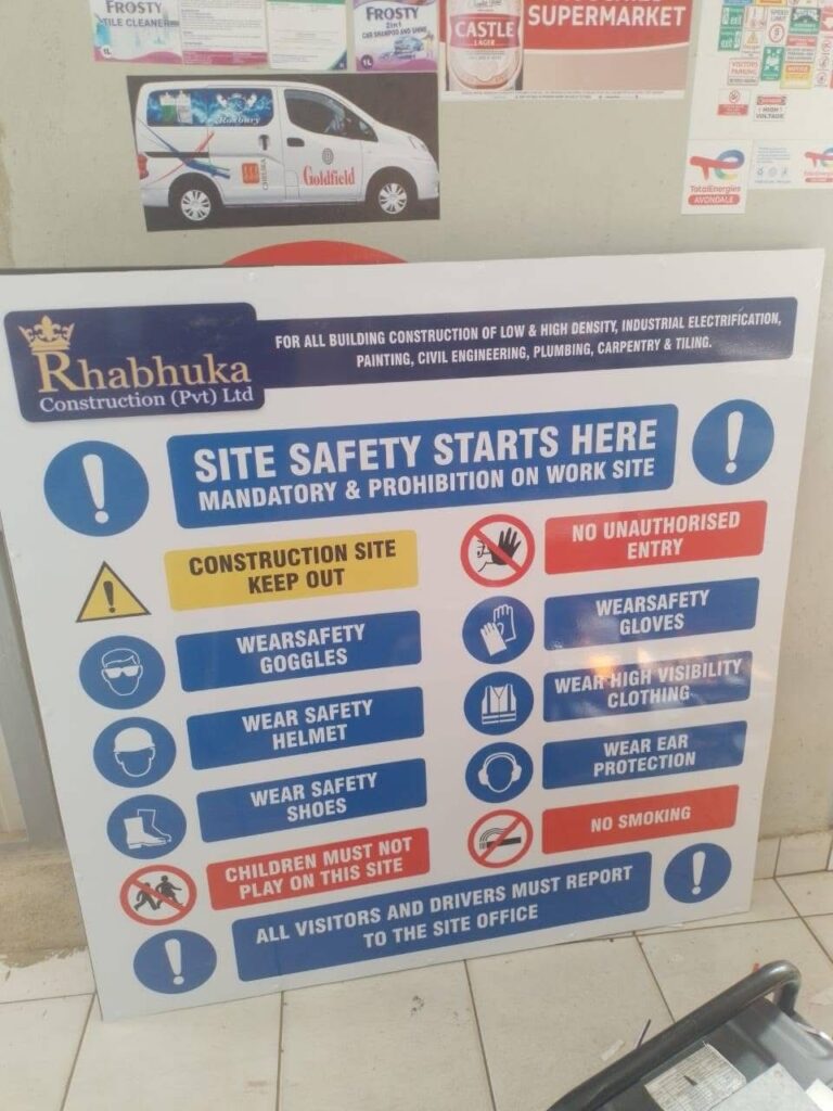 Construction site safety information board